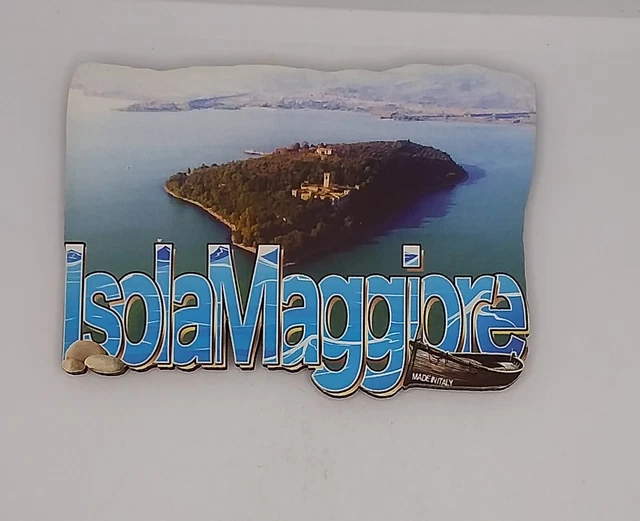 Magnete Calamita Legno Frigo  Souvenir Fridge Magnet Isola Maggiore Umbria