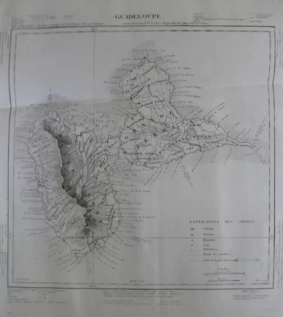 1835 Carte Atlas Géographique France  Guadeloupe