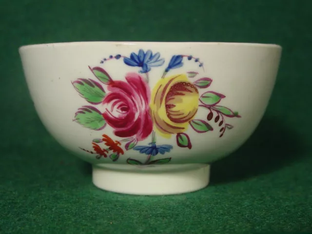 Caughley polychrome teabowl teacup red & yellow flowers 18thc porcelain antique