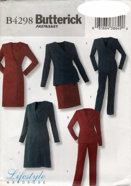 🧵👗✂4298 Patron Butterick Creations Pantalon Jupe Veste Robe Chic 34 Au 48