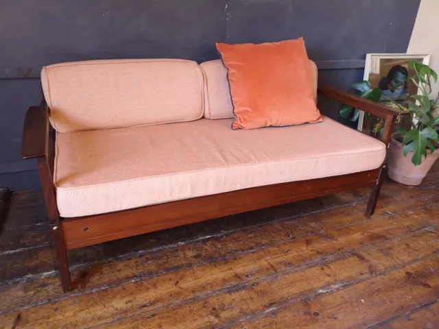 Mid Century Vintage Guy Rogers 'Gambit' Afromosia Sofa Bed Day Bed Metamorphic
