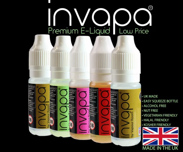 UK Made - invapa® - E Liquid eJuice eliquid 0mg,6mg,12mg, 18mg 🍉'5x 10ML' 🍏