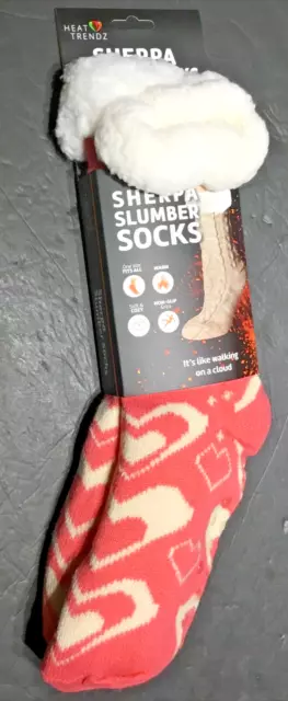 NWT Heat Trendz Sherpa Slumber Socks - One Size Fits All Unisex /pink Hearts