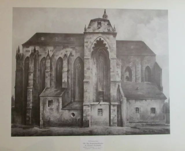 Kapuzinerkirche Wiener Neustadt - Grefe Lithografie alter Druck 1897 Österreich