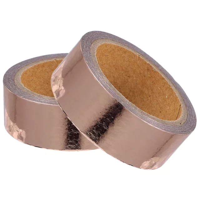 2 Rolls DIY Metallic Tape Foil Paper Reflective Rose Gold Film Child 3