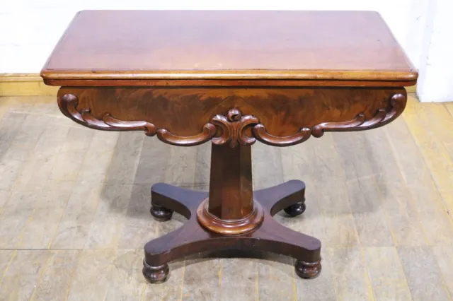 Antique turn over top Pedestal console table - tea table - card table
