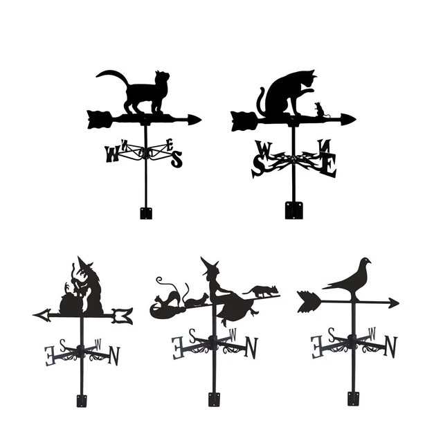 Black Wrought Iron Weathervane Weather Vane Outdoor Scene for Yard Lawn Barn
