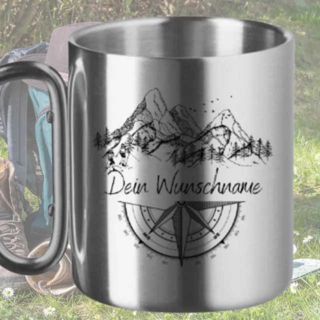 Personalisierte Edelstahl Tasse Klettern mit Karabiner Geschenk für Boulderer