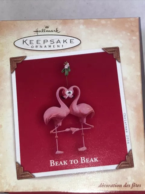 Hallmark Keepsake Christmas Ornament Beak To Beak 2 Pink Flamingos Mistletoe