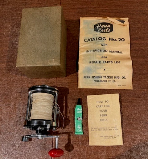 Moulinet Vintage Penn Squidder #140 (1956) - Pêche Mer - Avec Boîte & Accessoires - Occasion
