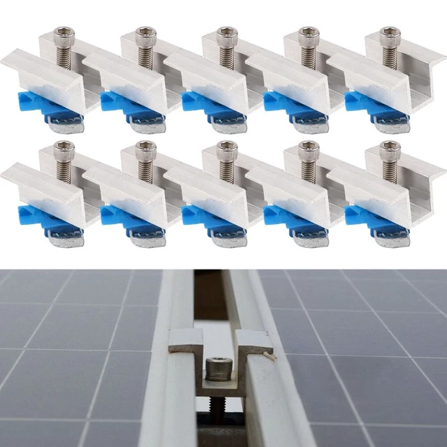 10X Abrazaderas de Panel Solar de Aluminio Abrazadera-Montaje Fotovoltaico Duradero Nuevo