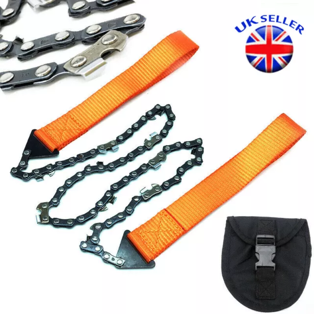 Portable Survival Chain Saw Chainsaw Emergency Camping Pocket Hand Tool Pouch UK
