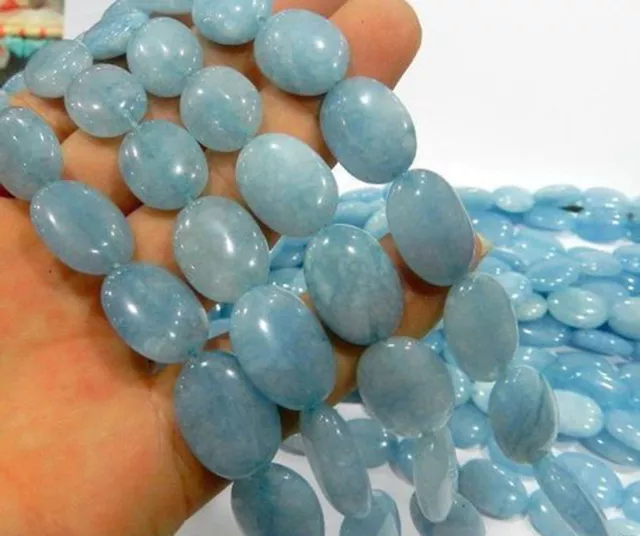 Natural 13x18mm Brazil Blue Aquamarine Oval Loose Beads 15 inches