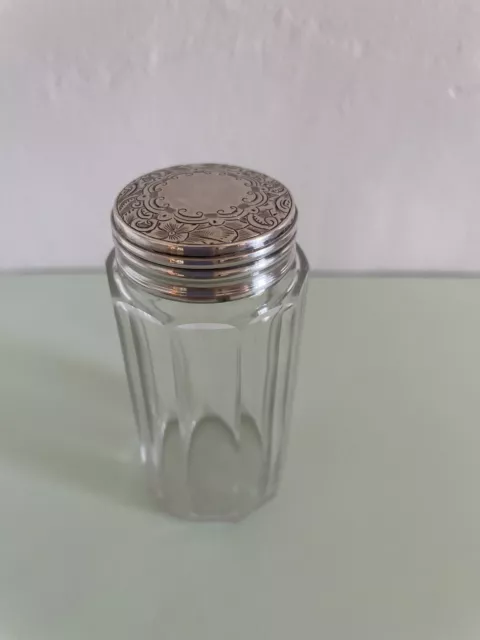 Silver lidded dressing table jar, London 1886