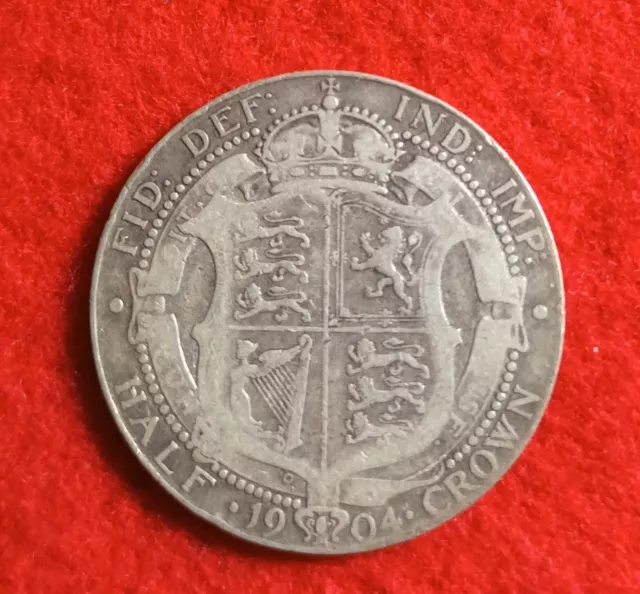 1904 Edward Vii 0.925 Silver Half Crown Coin