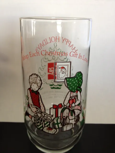 Holly Hobbie Coca Cola Christmas Glass Limited Edition  Collector 1980's