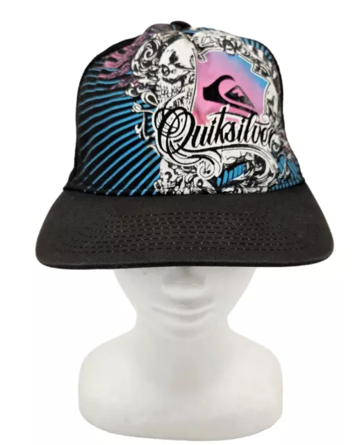 Quiksilver Snapback Trucker Cap Black Adjustable Mesh Logo Hat