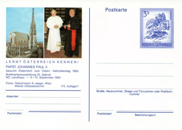 1983; Bilpostkarte Papst Johannes Paul II; Michel P 464