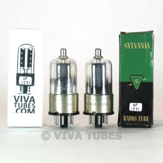Date Matched Pair Sylvania USA 6K5GT Grey Round Center Plate Vacuum Tubes 83%