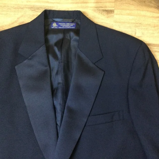 VTG Brooks Brothers Mens Tuxedo Jacket 43R Black 100% Wool Satin Lapel USA EUC
