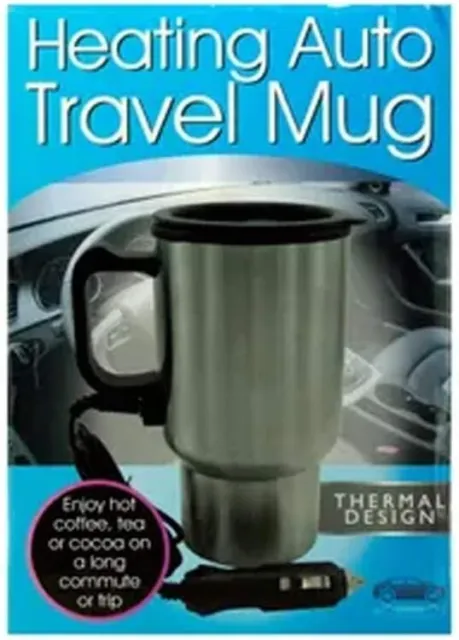 NEW Travel Heated Mug Stainless Steel Portable Insulated Coffee Car Charger