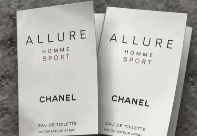 2x ALLURE HOMME SPORT By CHANEL 0.05oz / 1.5ml ea EDT Spray Samples NEW