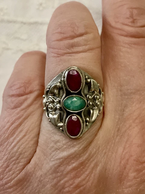 Bague Ancienne En Argent Massif Avec Topaze Fumée - Taille 59 - Style Art Déco