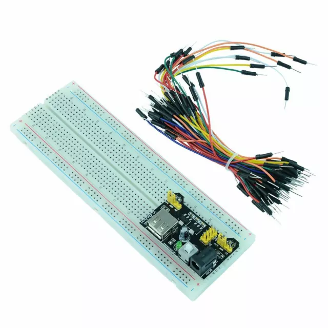 830 Point Solderless PCB Breadboard + 65pcs Jumper Cable + Power Module