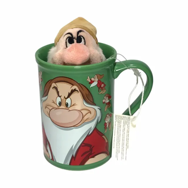 Official Disney Store Coffee Cup Large Green Grumpy Mug 7 Seven Dwarfs & Plush