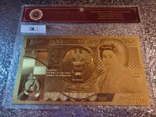 Novelty £50 24Karat Gold Leaf note & Sleeve. Please Read Description 🤍 #3