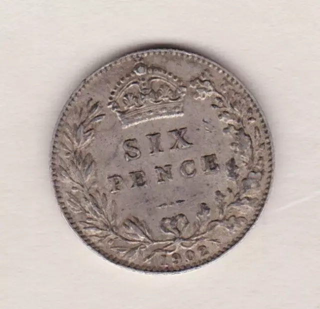 1902 Edward Vii Silver Sixpence Coin In Good Very Fine Or Better Condition.