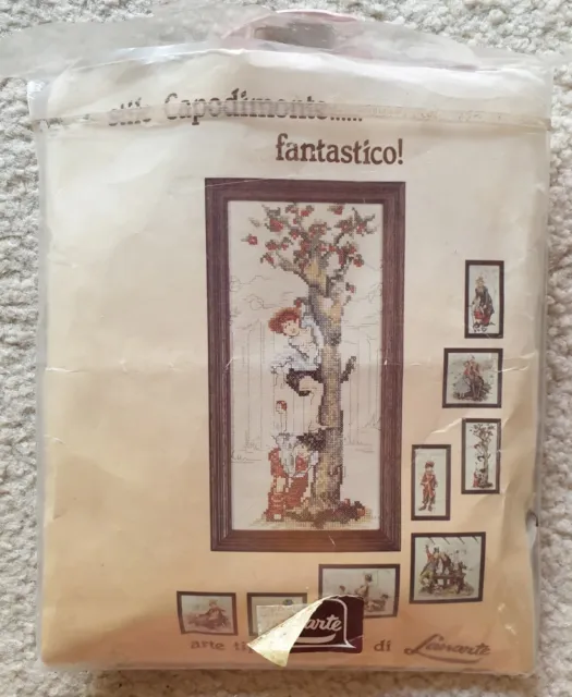🪡 Vintage Lanarte Counted Crossstitch Kit -  Boys In A Tree #33560 - 5" x 10"