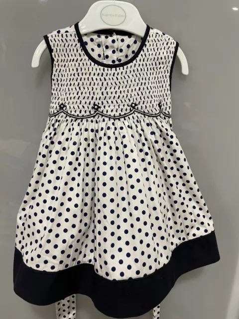 SHEMIZ - Gorgeous Black/White Spotted Smocked Dress Size 6 Months (EUC)