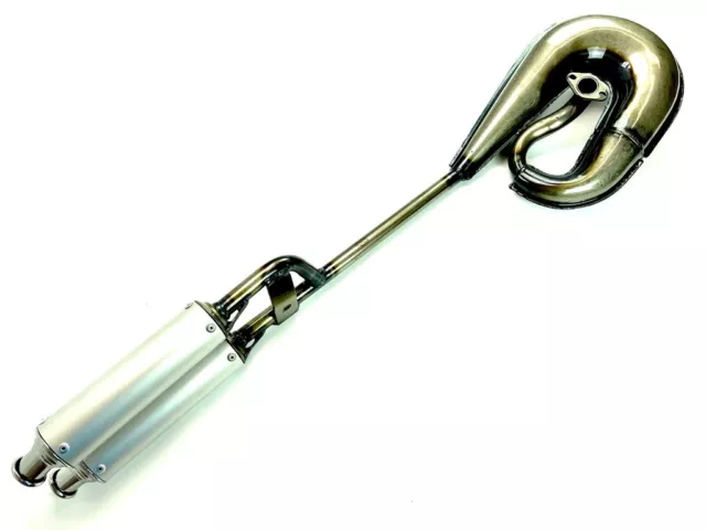 Doppel Endschalldämpfer blank Auspuff Puch Maxi X30 25mm E50 Motor Tecno Schneck