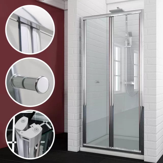 Bifold Shower Door Enclosure Screen Safety Glass 800/860/900/1000mm