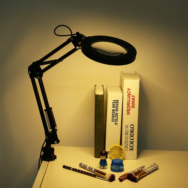 Clamp Mount LED Magnifier Lamp Salon 5X Magnifying Lamp Eyeliner Manicure ECA