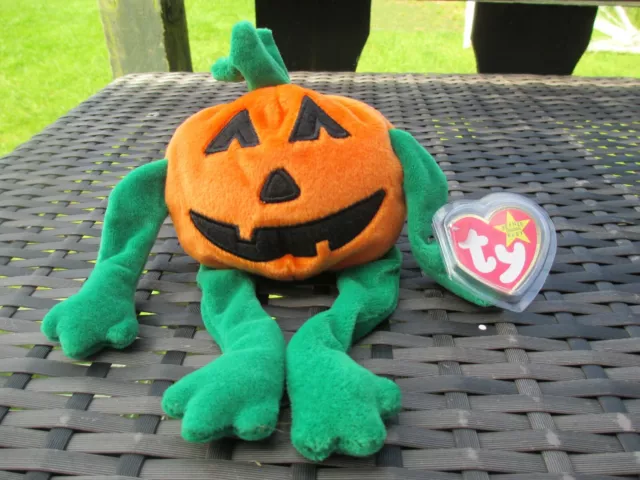 BNWT 1998 TY Beanie Babies - PUMKIN Halloween Pumpkin - Soft Plush Stuffed Toy