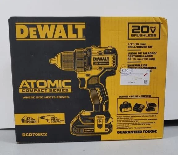 DeWalt DCD708C2 20v Atomic 1/2" Drill/Driver Kit (E10026347)