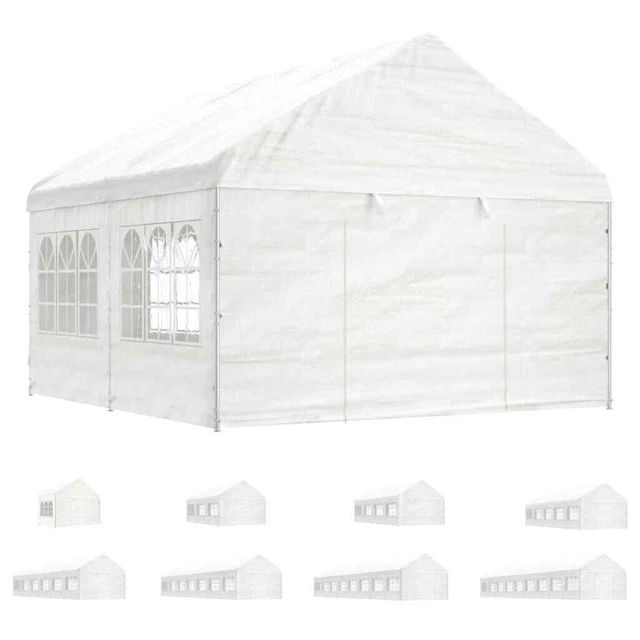 Pavillon mit Dach Partyzelt Gartenpavillon Überdachung Weiß Polyethylen vidaXL