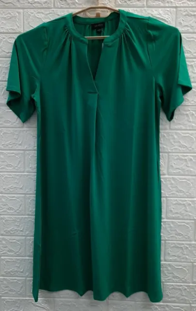 New J.Jill Wearever Shirred V Neckline Flutter Sleeve Dress Green Size Medium