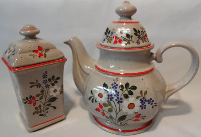 Teekanne + TEEDOSE Keramik handbemalt Teeservice - Winterling Bavaria