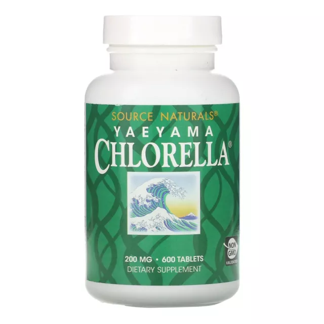 Source Naturals Yaeyama Chlorella 200 mg 600 Tablets Dairy-Free, Egg-Free,