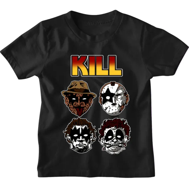 Kill Horror Movie Metal Characters Freddy Kids Boys Girls T-Shirt | DTG Printed