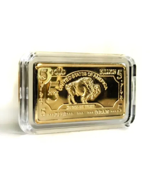 5g Gold Buffalo Bullion Bar .999 Fine 24k - 5 Grams