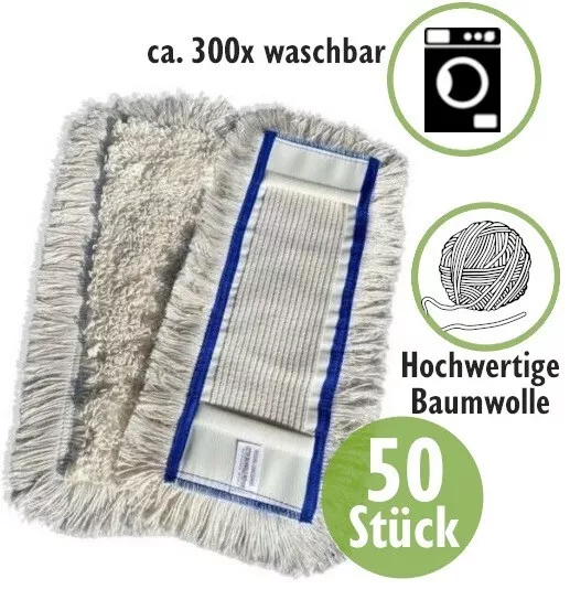 50x Profi-Plus Wischmopp Wischbezug Baumwollwischbezug 40cm, 180g/m² waschbar