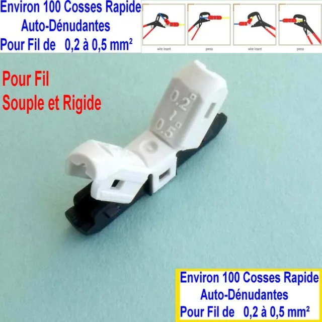 0,2 à 0,5 mm²,100 COSSES Borne Connexion Auto Dénudant,Connecteur,Connectors JOW
