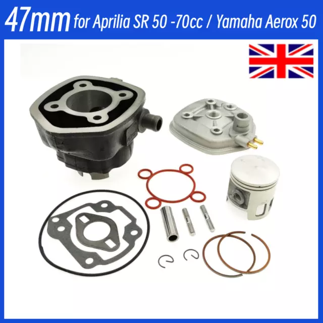 Big Bore 47mm Cylinder Kit Head + Gasket for Aprilia SR 70 Yamaha Aerox 50 70cc