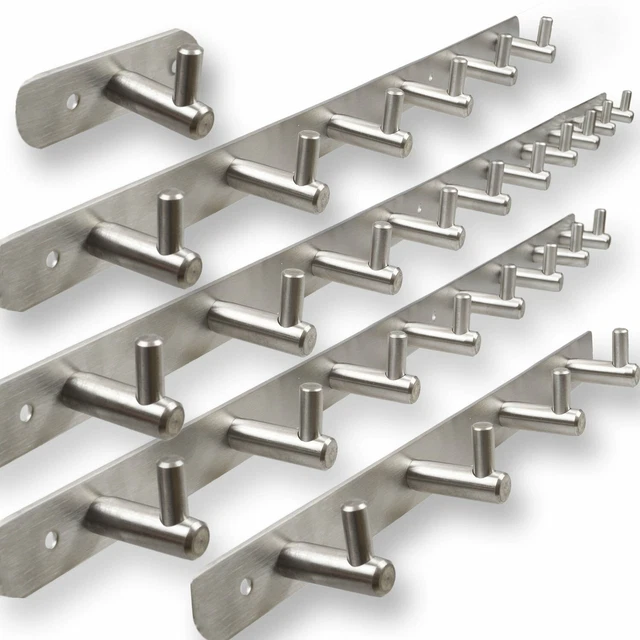 1-15 Hooks Coat Robe Hat Clothes Wall Mount Hook Hanger Towel Holder Rack Rail