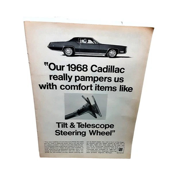 1967 Cadillac Tilt Telescope Steering Wheel vintage Original ad