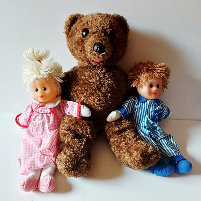 Figurines Bonne Nuit Les Petits - Collection 1970 ORTF - 5 Personnages + Insigne - Occasion Vintage